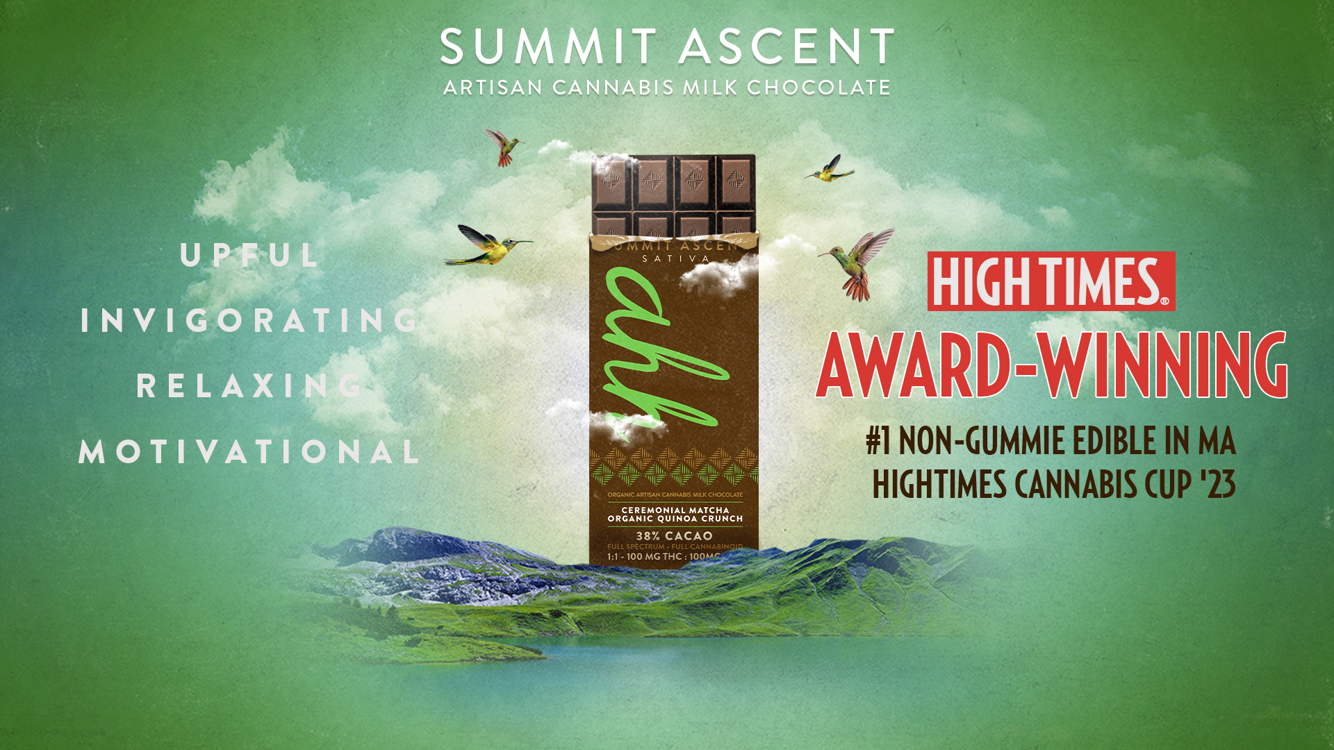 Summit Ascent Sativa, Artisan Cannabis Milk Chocolate: High Times Award-Winning #1 Non-Gummie Edible in Massachusetts, High Times Cannabis Cup