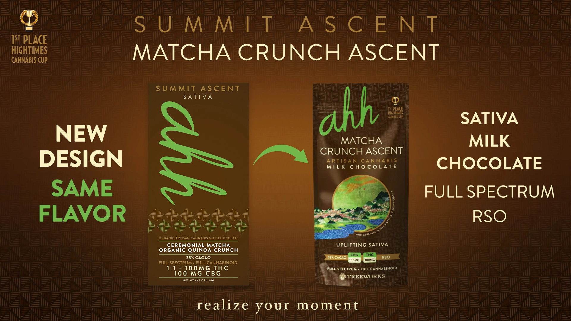 New packaging Matcha Crunch Ascent previously Summit Ascent